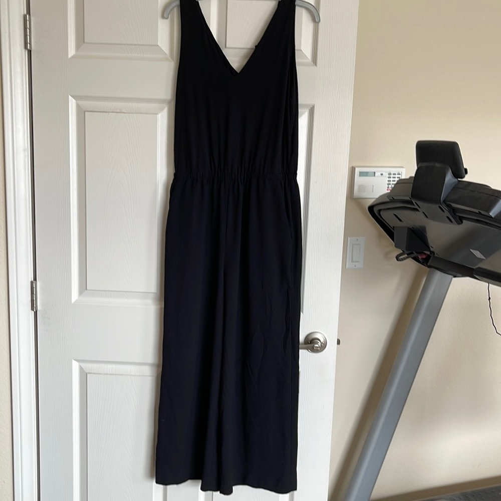 EUC Loft Black Jumpsuit Ruffle Back